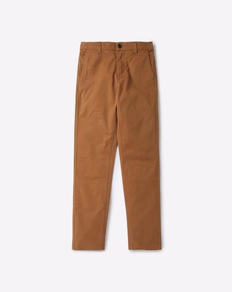 flat-front trousers with semi-elasticated waist
