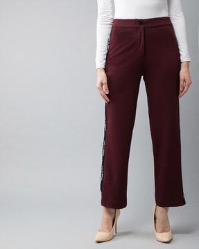 flat-front trousers with side slits