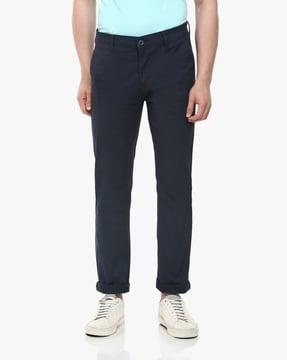 flat-front trousers with slip pockets