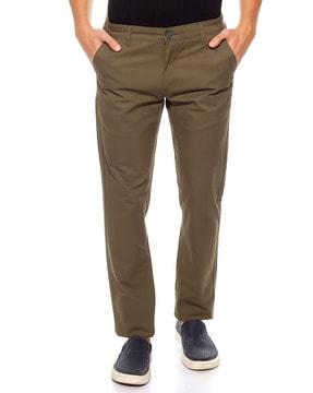 flat-front trousers with slip pockets