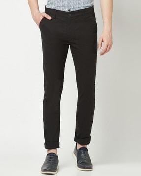 flat front trousers with slip pockets
