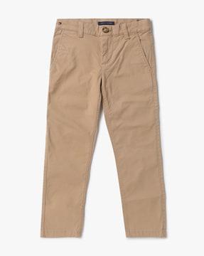 flat-front trousers with slip pockets