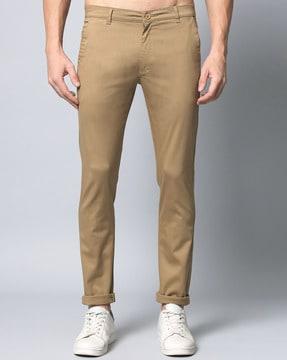 flat-front trousers with slip pockets