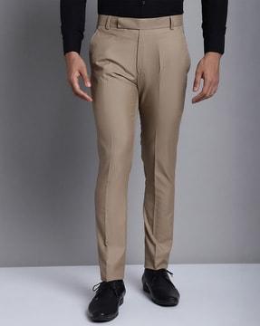 flat-front trousers with slip pockets