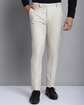 flat-front trousers with slip pockets