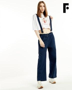 flat-front trousers with suspenders