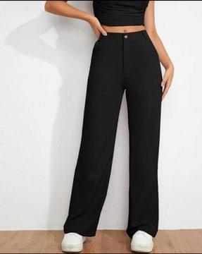 flat-front wide-leg pants