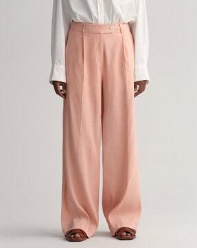 flat-front wide leg trousers