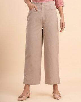 flat-front wide leg trousers