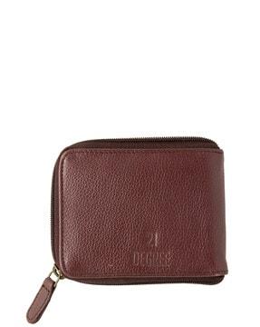 flat grain leather zip-around wallet