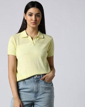 flat-knit polo t-shirt