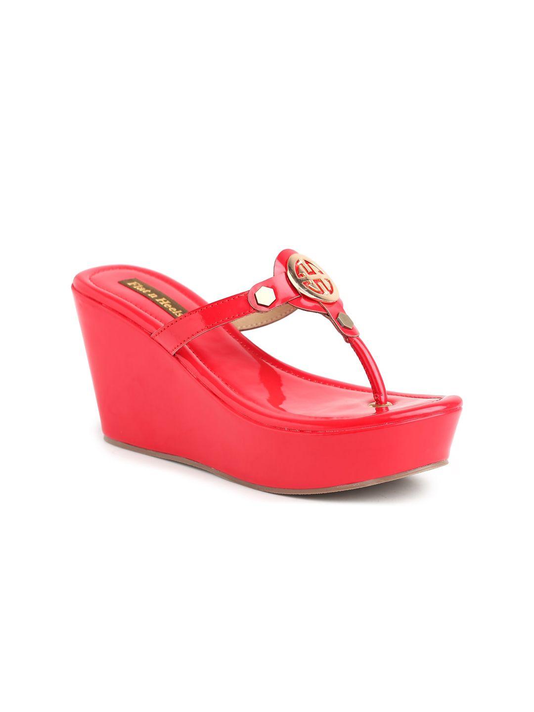 flat n heels red embellished wedge sandals