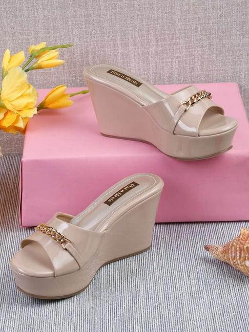 flat n heels women's beige casual wedges