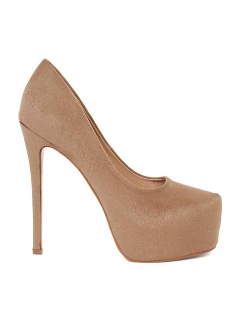 flat n heels women's beige stiletto pumps