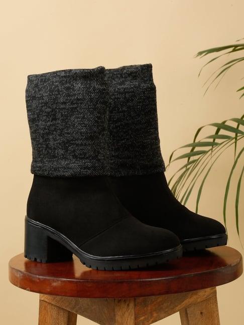 flat n heels women's black casual boots