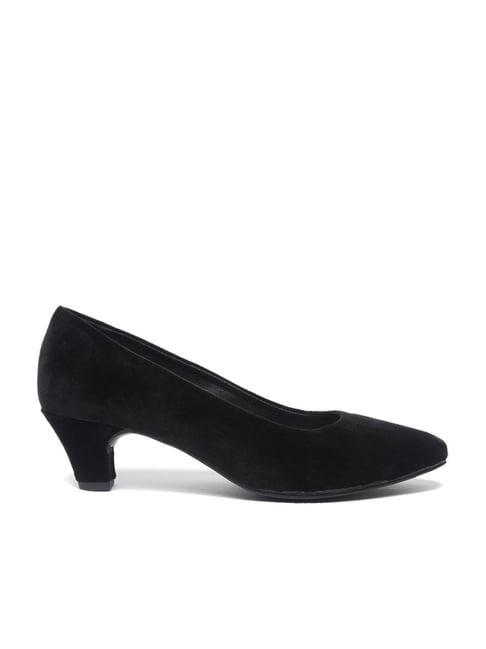 flat n heels women's black casual pumps