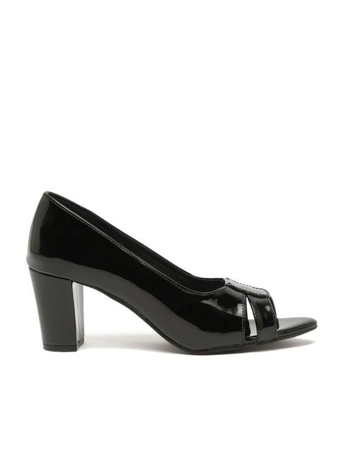 flat n heels women's black peeptoe shoes