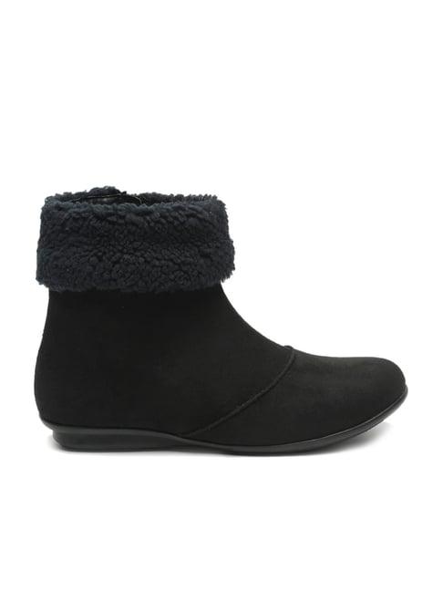 flat n heels women's black snow boots