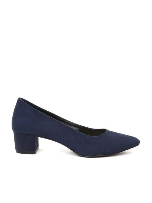 flat n heels women's blue casual pumps