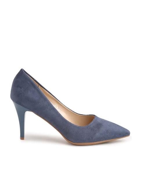 flat n heels women's blue stiletto pumps