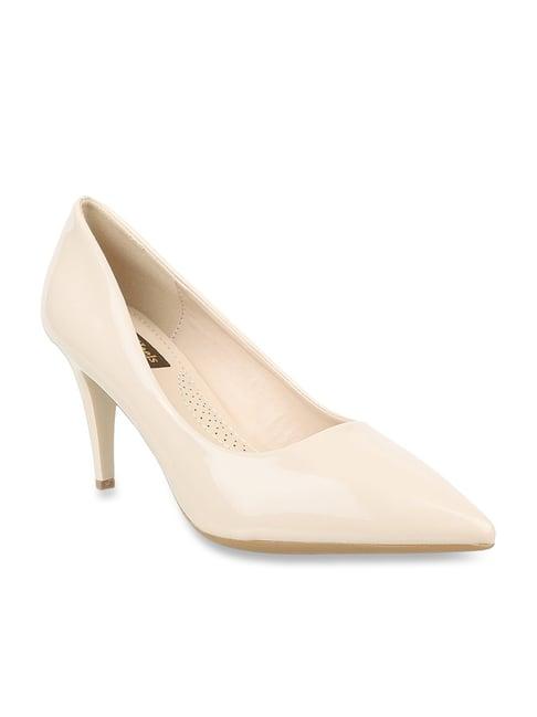 flat n heels women's cream stiletto pumps