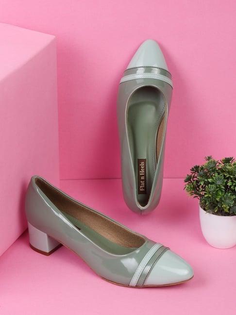 flat n heels women's green casual pumps