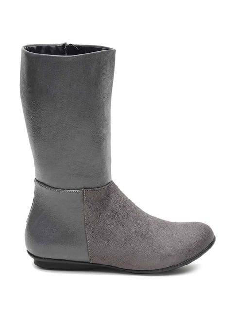 flat n heels women's grey casual boots