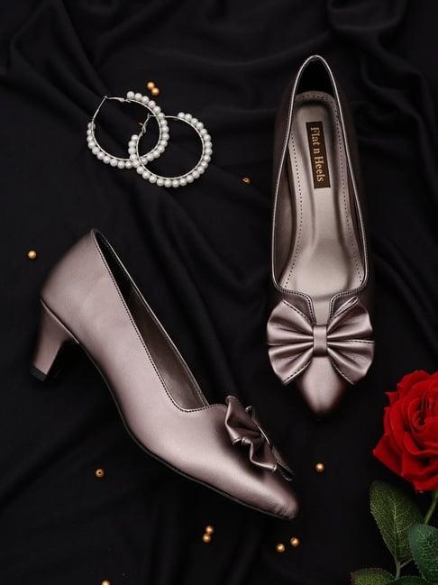 flat n heels women's grey casual pumps