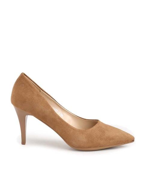 flat n heels women's khaki stiletto pumps