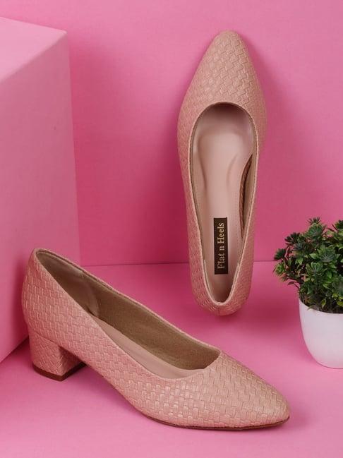 flat n heels women's pink casual pumps