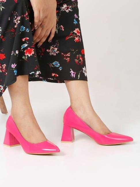 flat n heels women's pink casual pumps