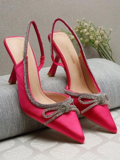 flat n heels women's pink sling back stilettos