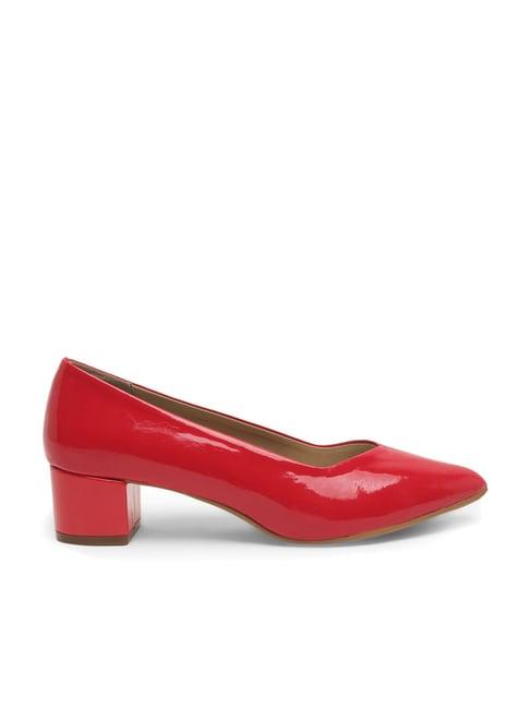 flat n heels women's red casual pumps