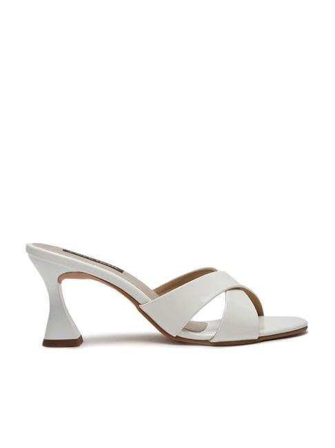 flat n heels women's white cross strap sandals