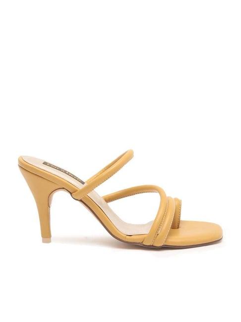 flat n heels women's yellow toe ring stilettos