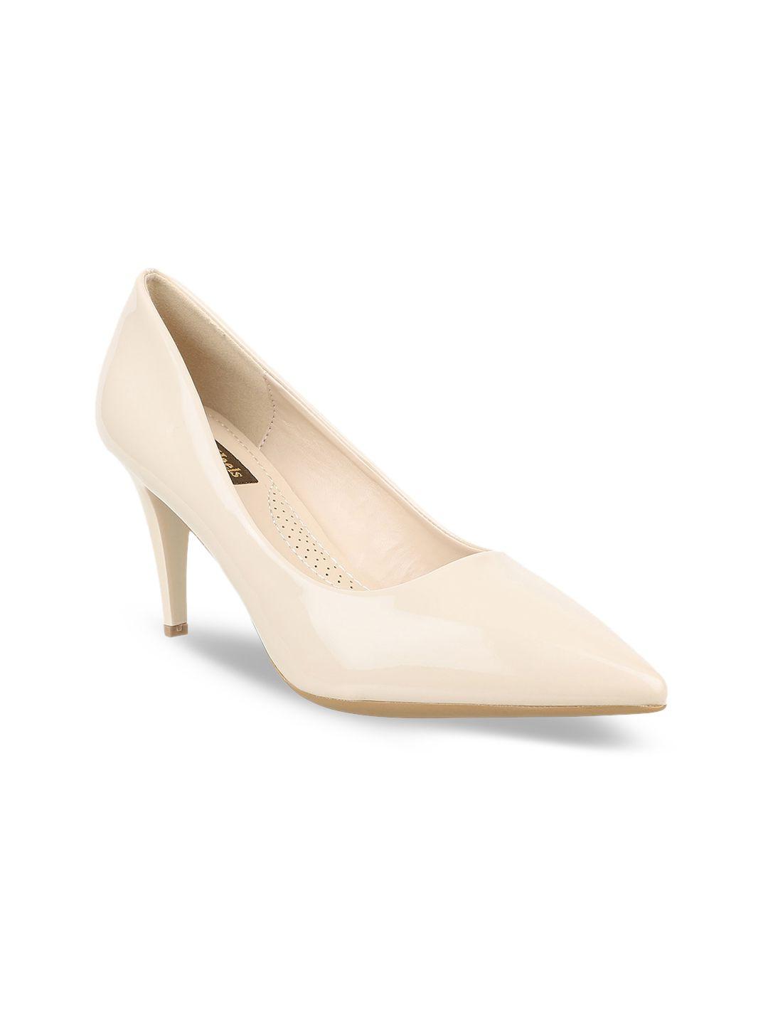 flat n heels women beige solid pumps