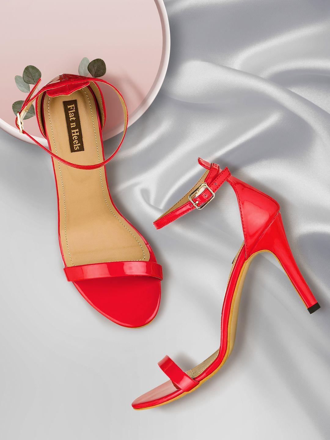 flat n heels women red solid stiletto heels