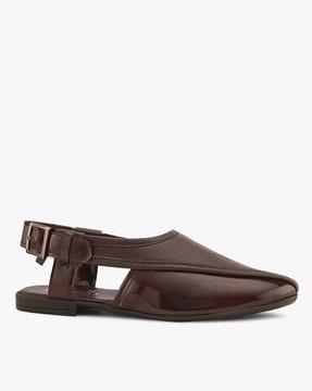 flat sandals with buckle closure