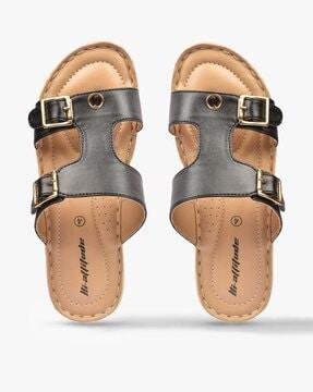 flat sandals with buckle fastening