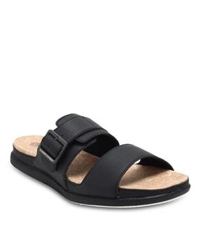 flat sandals with buckle fastening