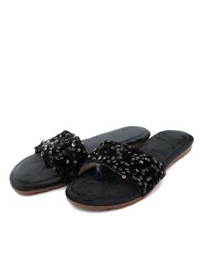 flat sandals with embellishments