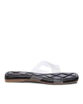 flat sandals with faux leather upper