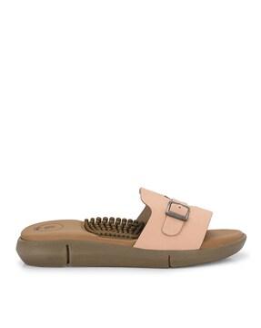 flat sandals with genuine leather upper