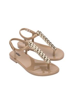 flat sandals with metal accent