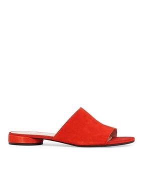 flat sandals with suede upper