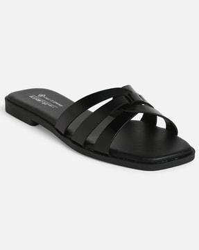 flat sandals with synthetic upper