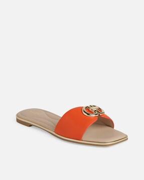 flat sandals with synthetic upper