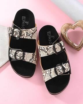 flat sandals with synthetic upper