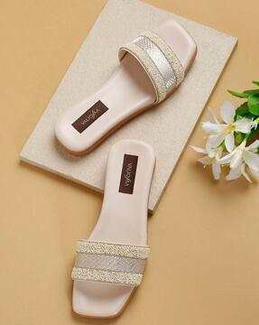 flat sandals with synthetic upper