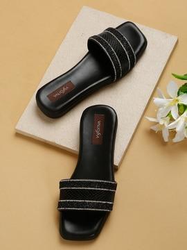 flat sandals with synthetic upper